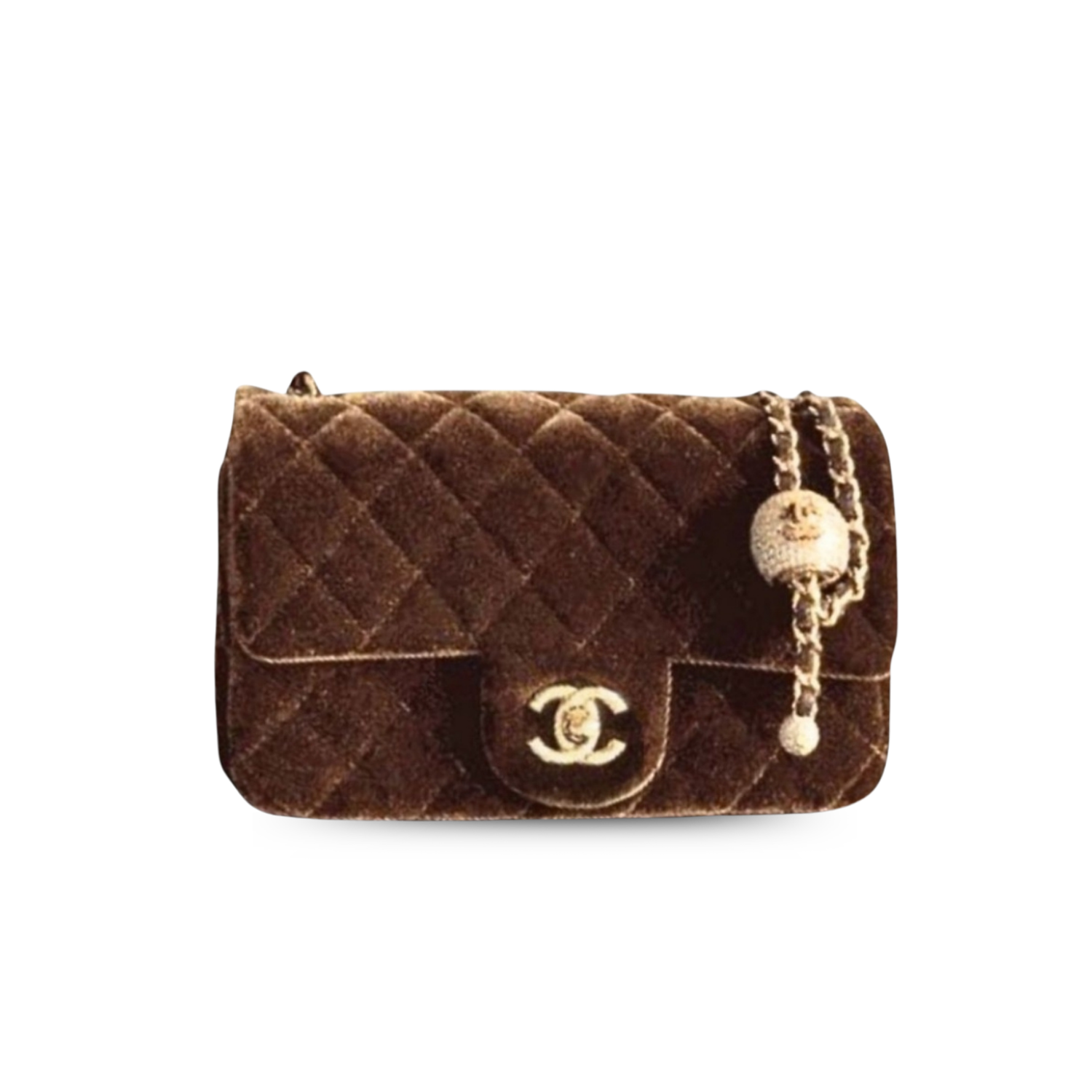 Chanel Classic Flap Bag Mini Crossbody 7.9in/ 20cm Dark Brown Gold Hardware For Women