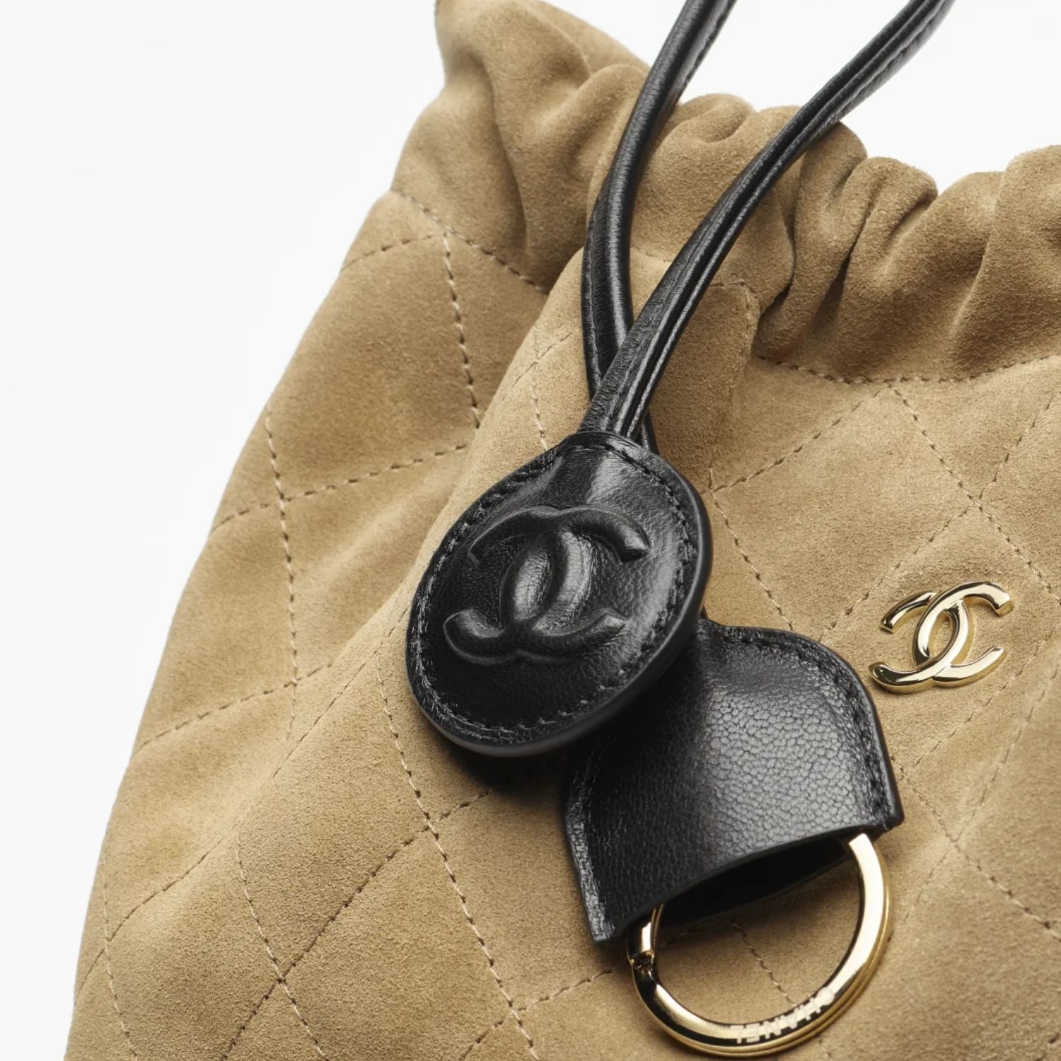 Chanel Clutch With Leather Strap 8.7in/ 22cm Beige/ Black Suede Gold Hardware For Women AP5227-B24012-U9714