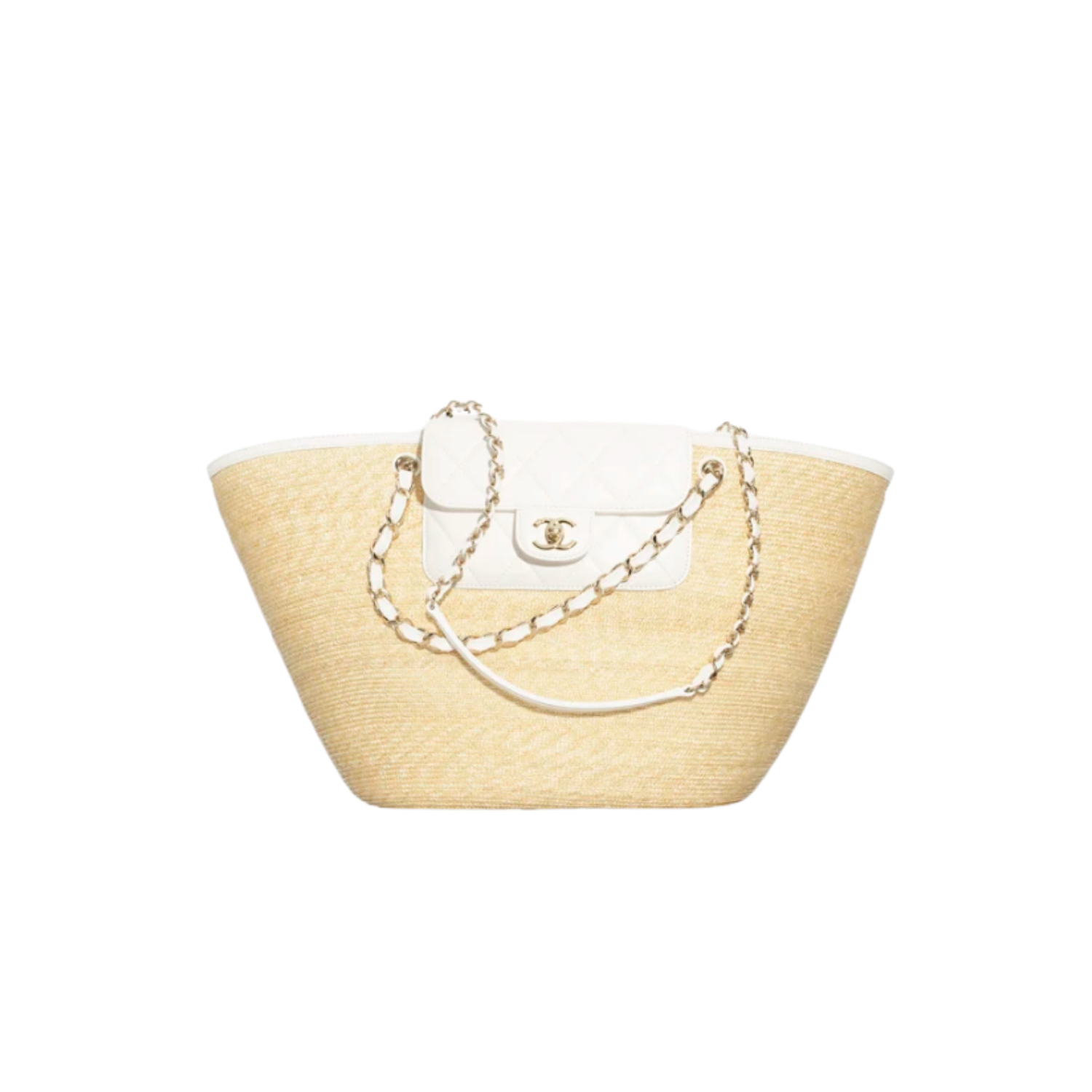 Chanel Coco Beach Large Shopping Tote Bag 21.3in/ 54cm Beige/ White Gold Hardware For Women AS5952-B22647-U6022