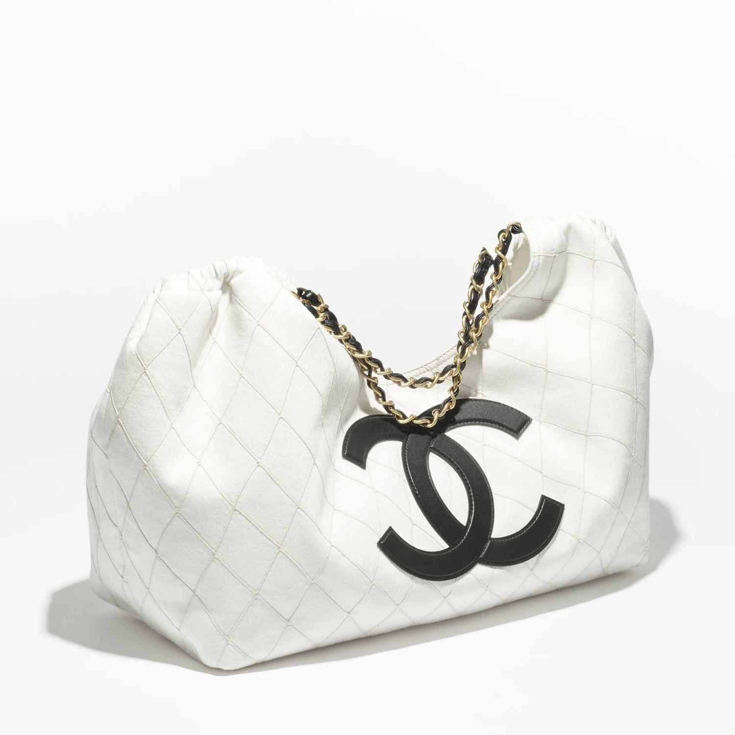 Chanel Coco Beach Small Shopping Tote Bag 16.9in/ 43cm White Denim Gold Hardware For Women AS6191-B23825-U8835