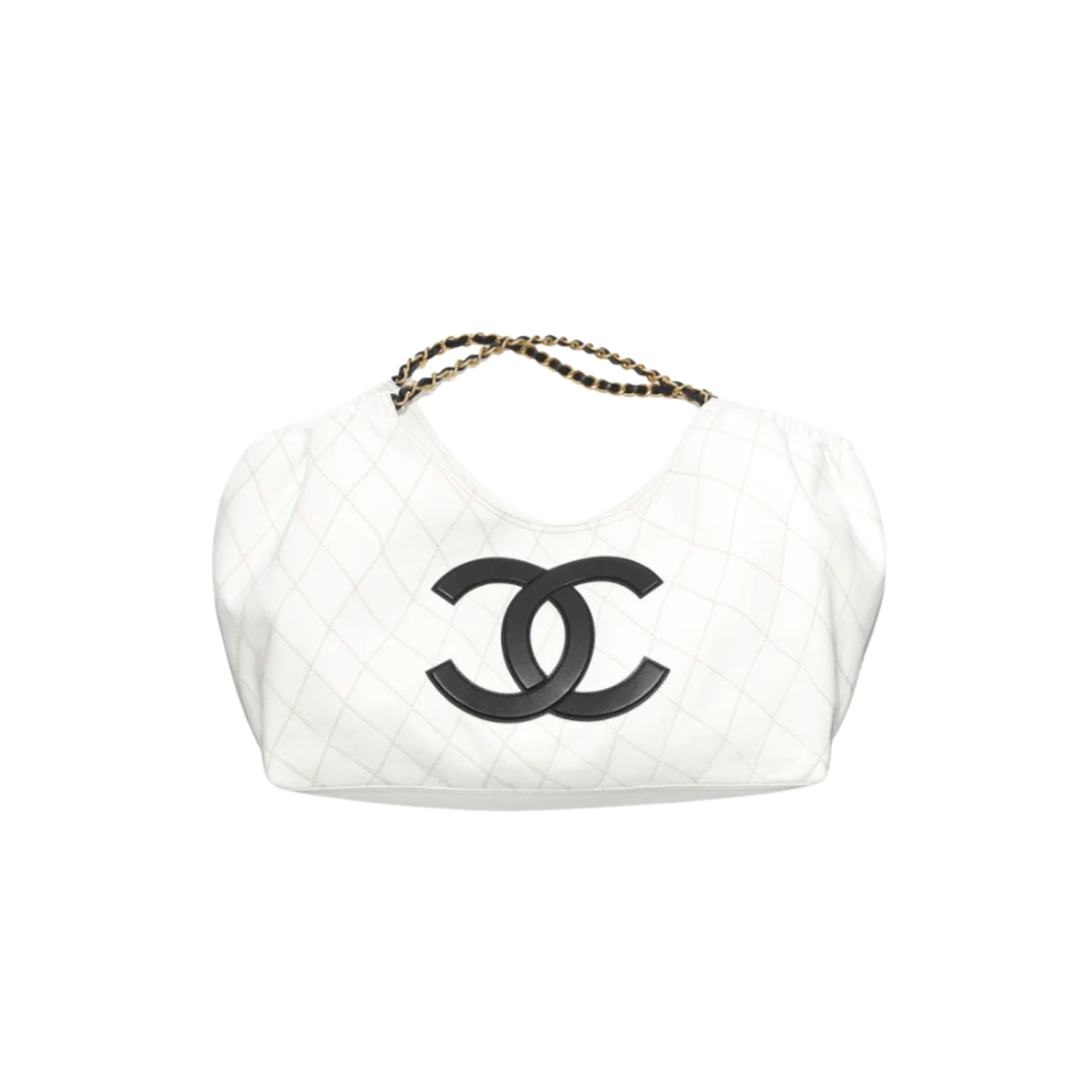 Chanel Coco Beach Small Shopping Tote Bag 16.9in/ 43cm White Denim Gold Hardware For Women AS6191-B23825-U8835