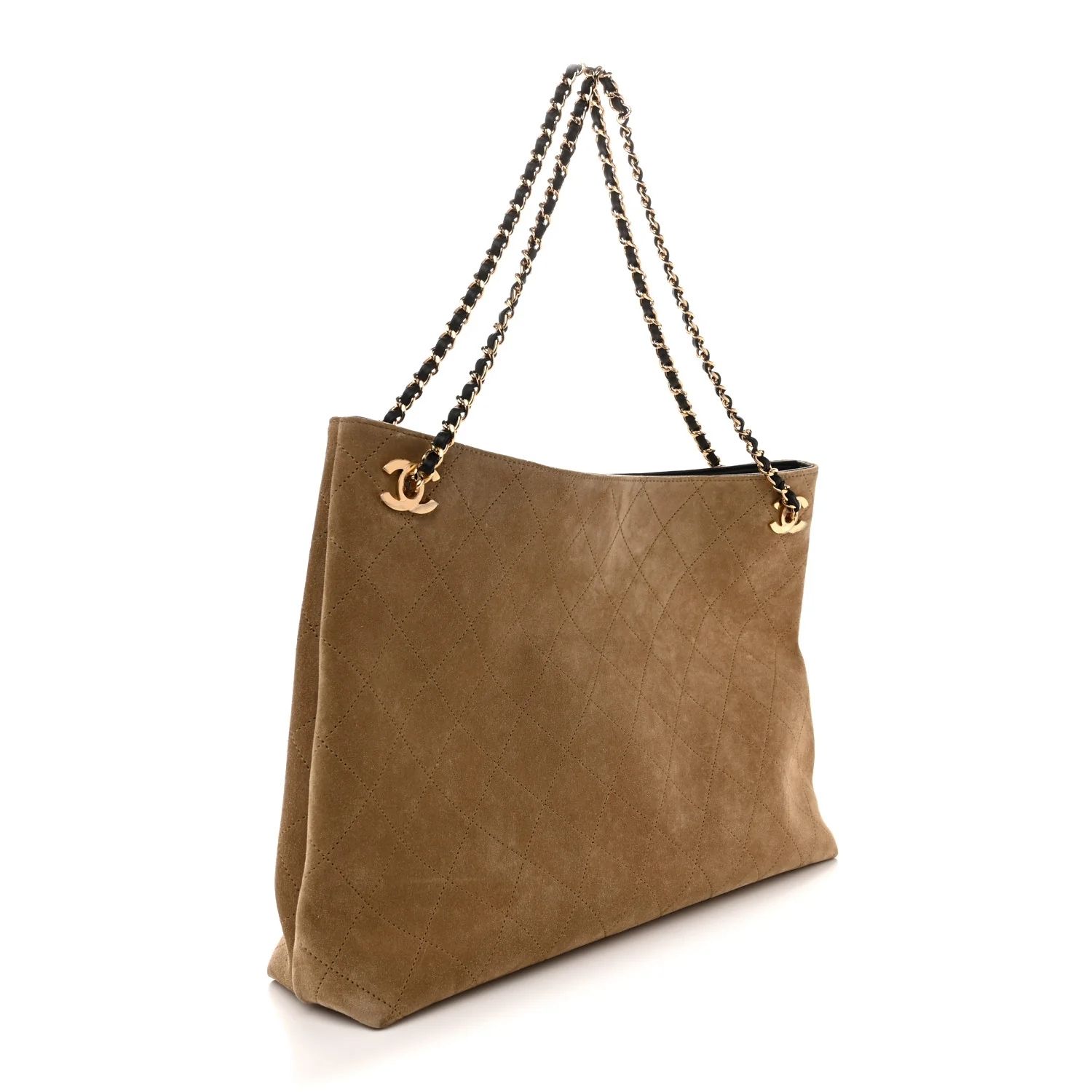 Chanel Eyes On You Large Shopping Tote Bag 13in/ 33cm Beige Suede Gold Hardware For Women
