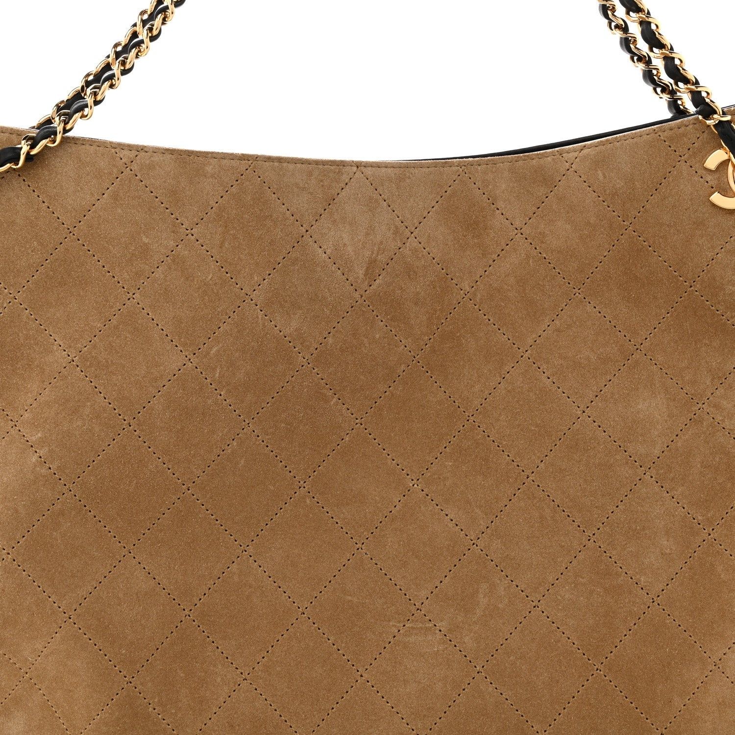 Chanel Eyes On You Large Shopping Tote Bag 13in/ 33cm Beige Suede Gold Hardware For Women