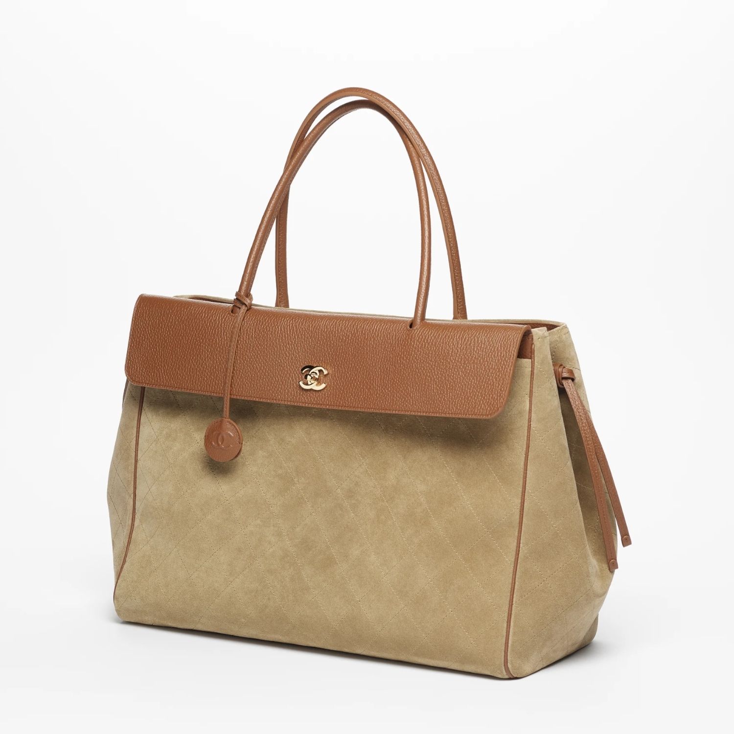 Chanel Large Shopping Tote Bag 16.9in/ 43cm Dark Beige/ Camel Suede Gold Hardware For Women AS6289-B25073-UB322