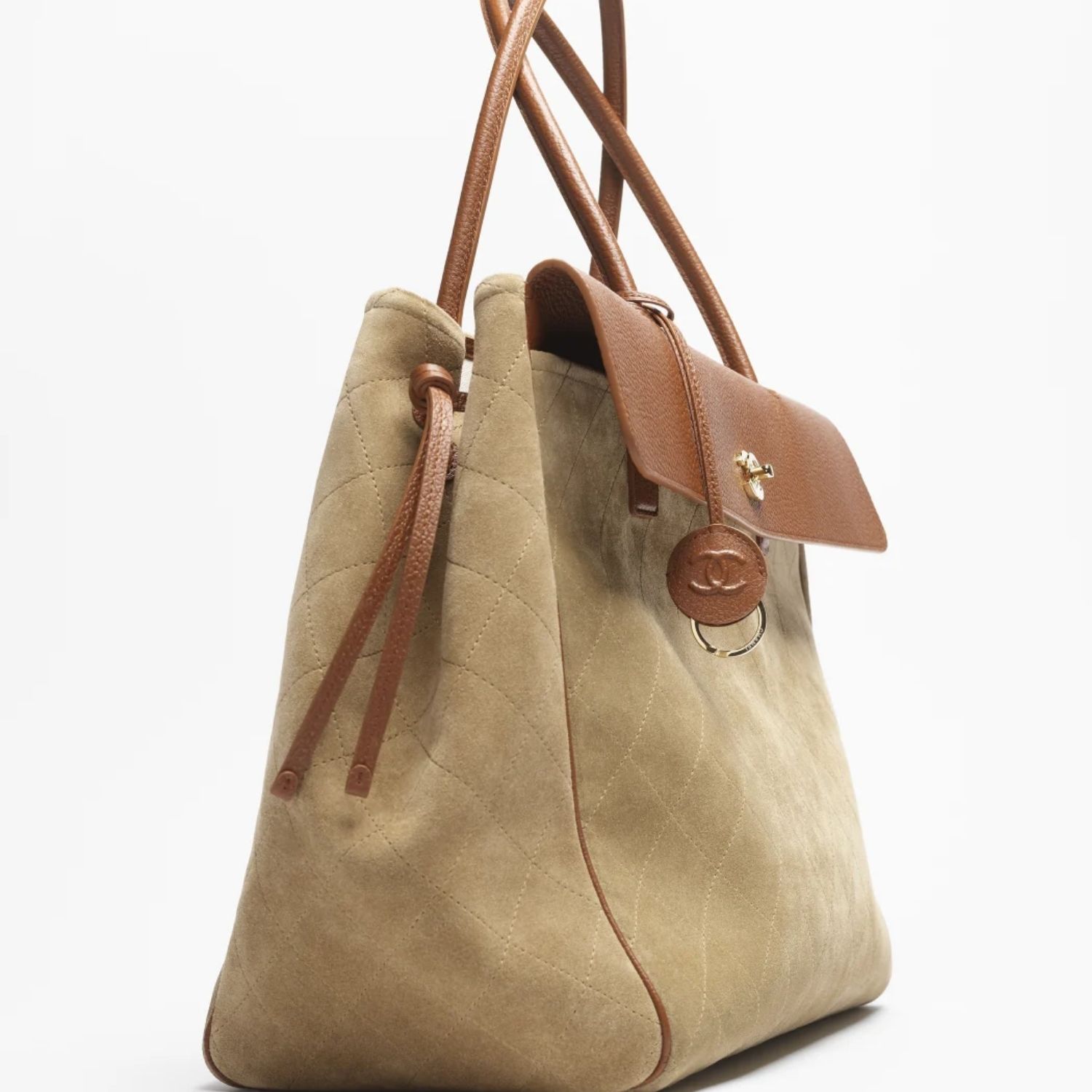 Chanel Large Shopping Tote Bag 16.9in/ 43cm Dark Beige/ Camel Suede Gold Hardware For Women AS6289-B25073-UB322