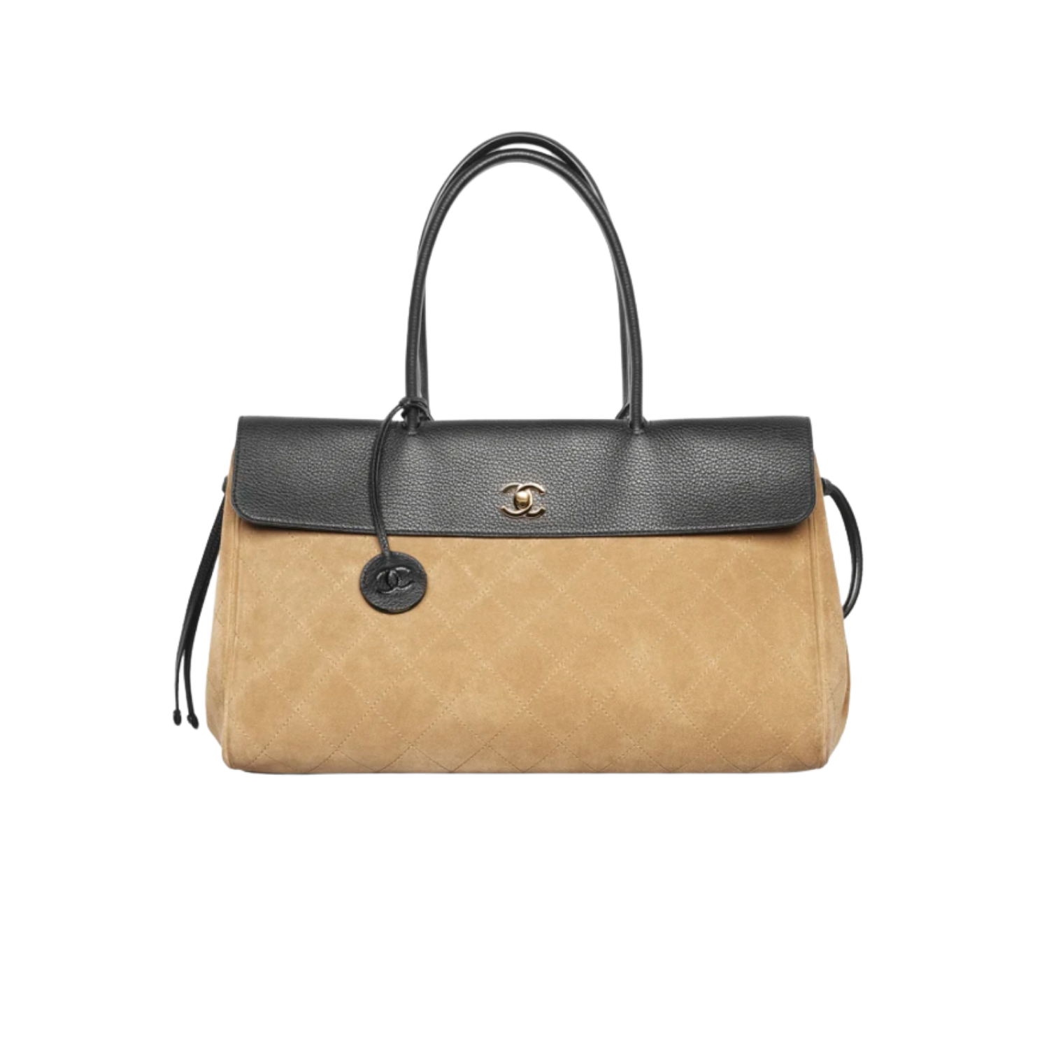 Chanel Shopping Tote Bag 15in/ 38cm Dark Beige/ Black Suede Gold Hardware For Women AS6428-B25073-UB321