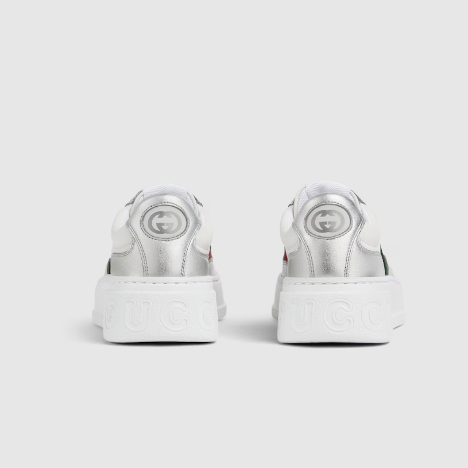 Gucci Chunky Sneakers White/ Silver Metallic For Women 848307 AAFMN 8147