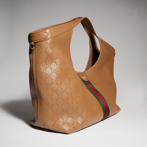 Gucci Giglio Large Tote Bag 18.1in/ 46cm Dark Beige Gold Hardware For Women 853971 AAG3K 9756
