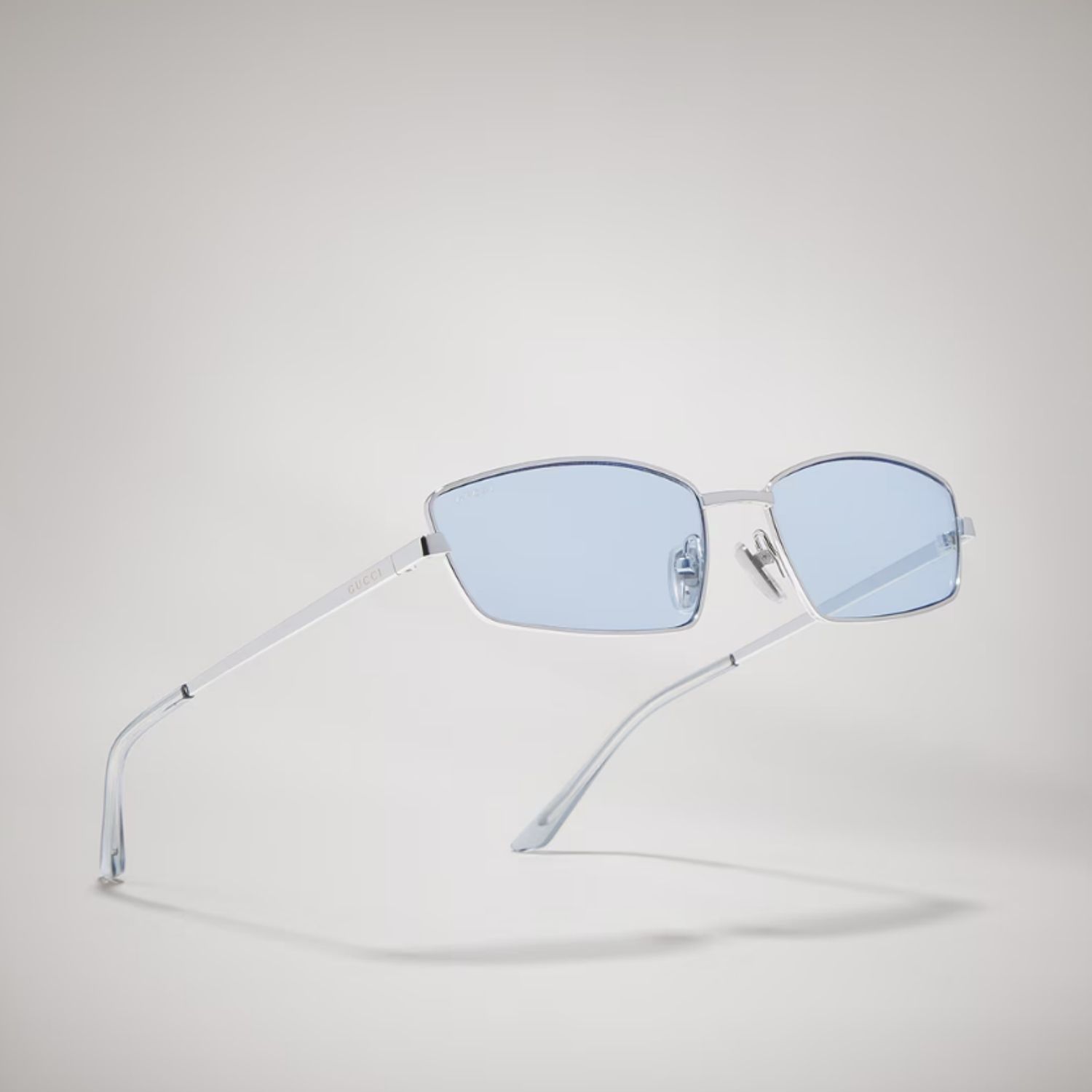 Gucci Rectangular Frame Sunglasses Blue Silver Hardware For Women 865690 I3330 8149