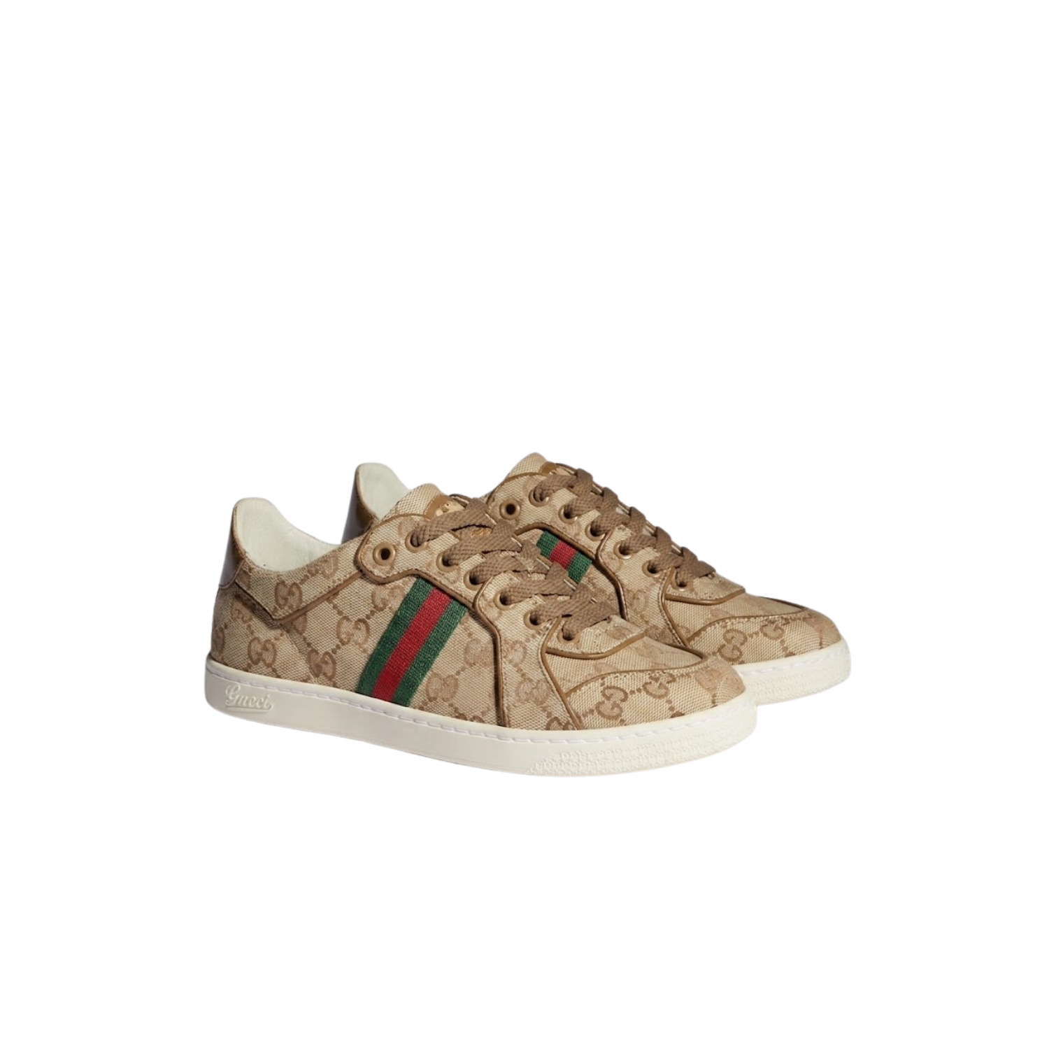 Gucci Stretch Low Top Sneakers Sand/ Dark Brown For Women 871611 FAF48 9644
