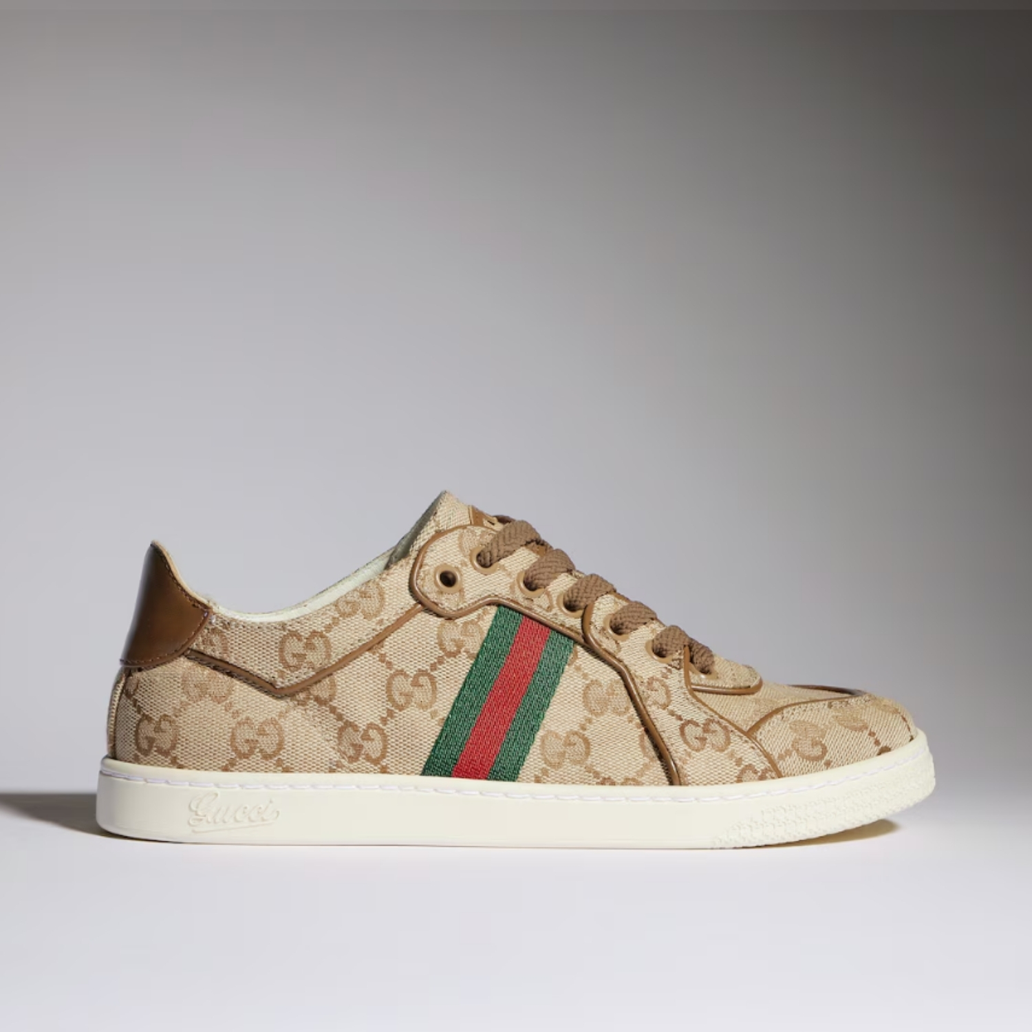 Gucci Stretch Low Top Sneakers Sand/ Dark Brown For Women 871611 FAF48 9644