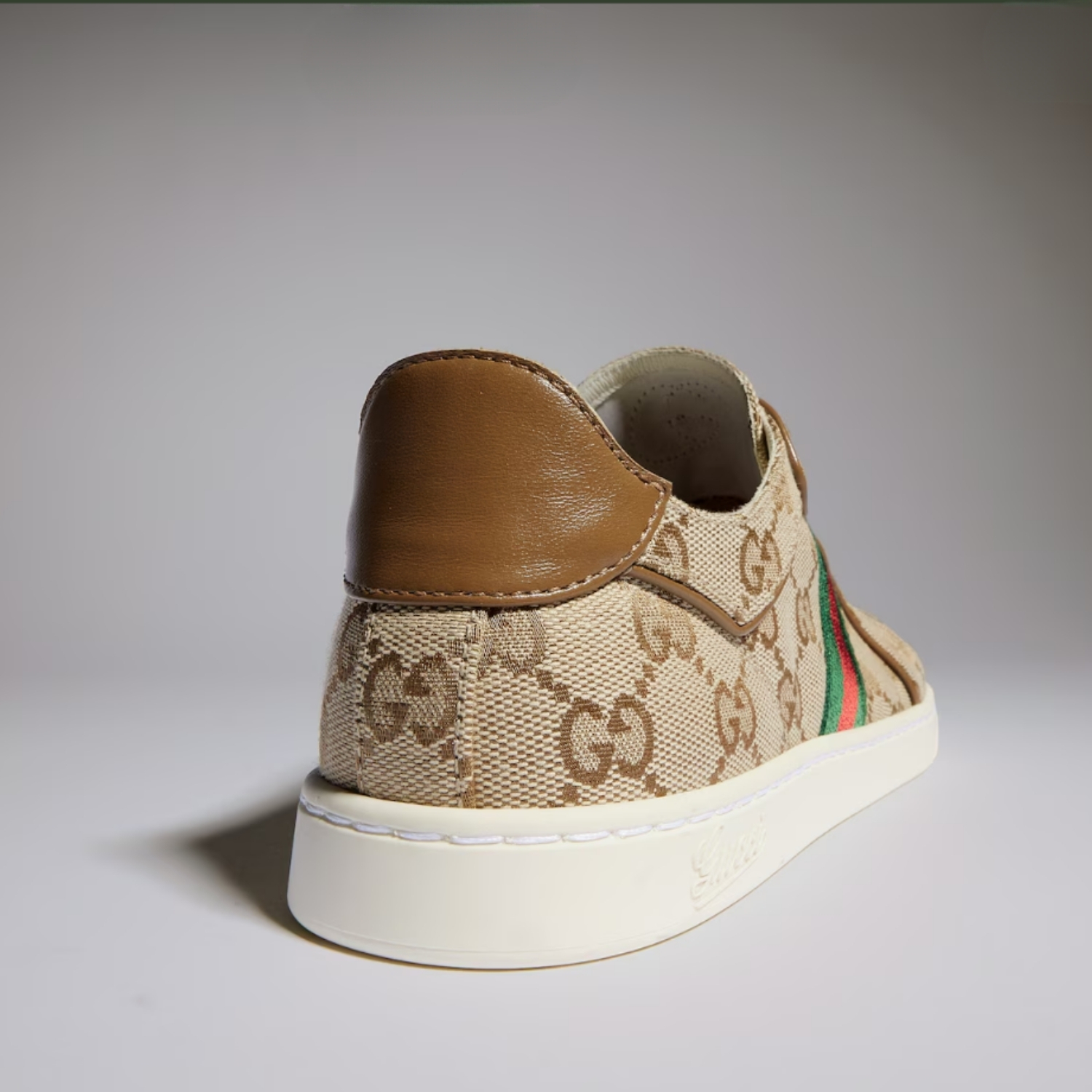 Gucci Stretch Low Top Sneakers Sand/ Dark Brown For Women 871611 FAF48 9644