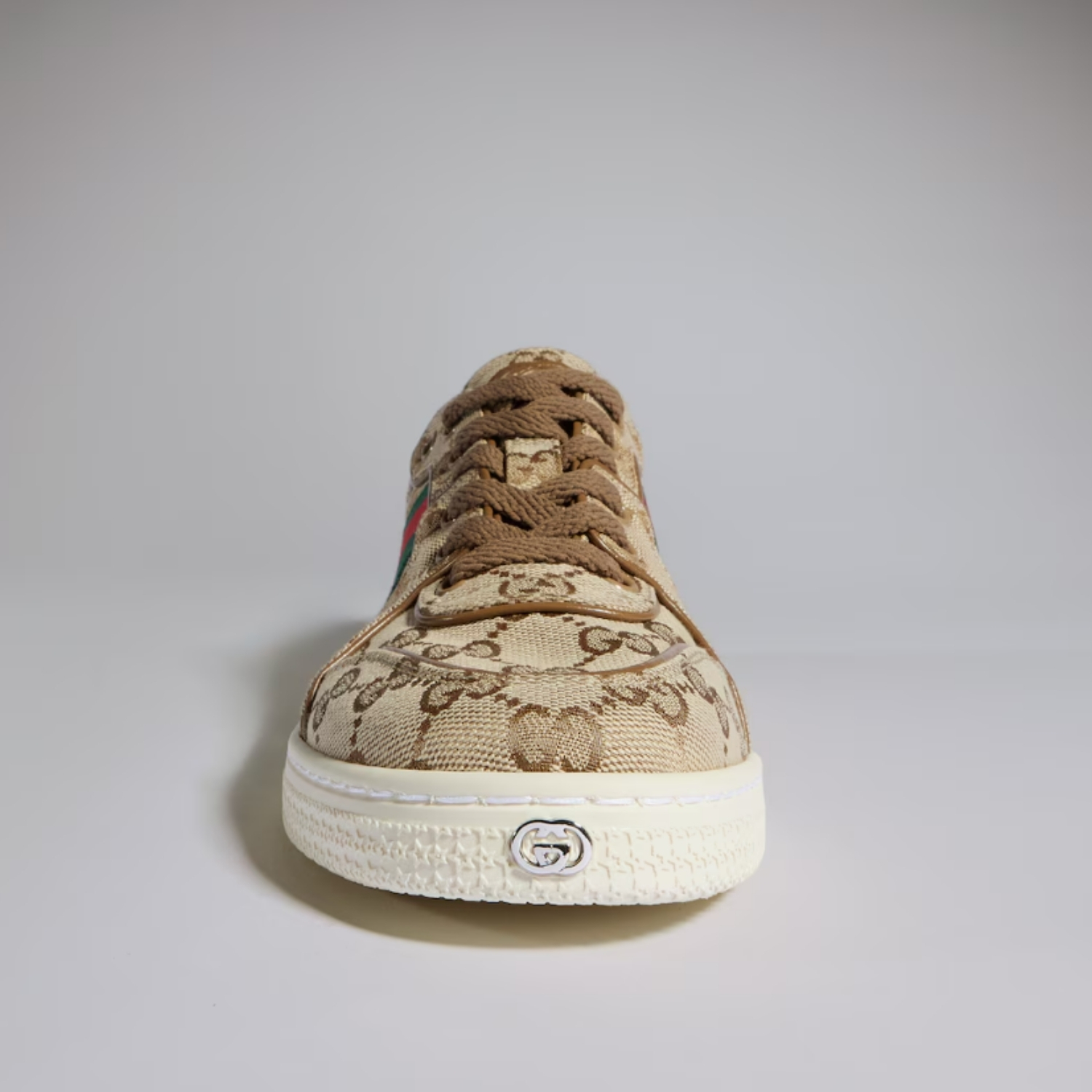 Gucci Stretch Low Top Sneakers Sand/ Dark Brown For Women 871611 FAF48 9644