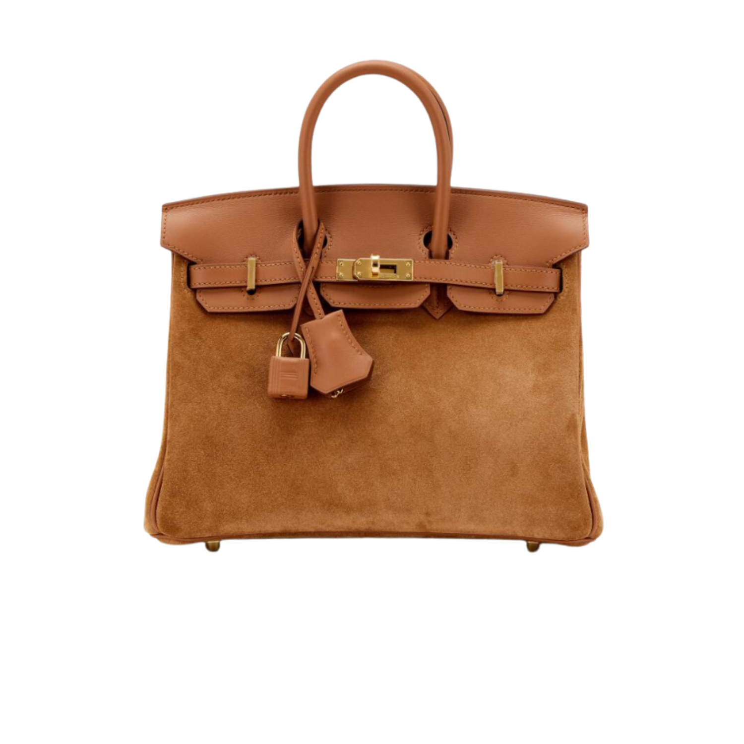 Hermes Birkin 25 Top Handle Bag 9.8in/ 25cm Brown Suede Gold Hardware For Women