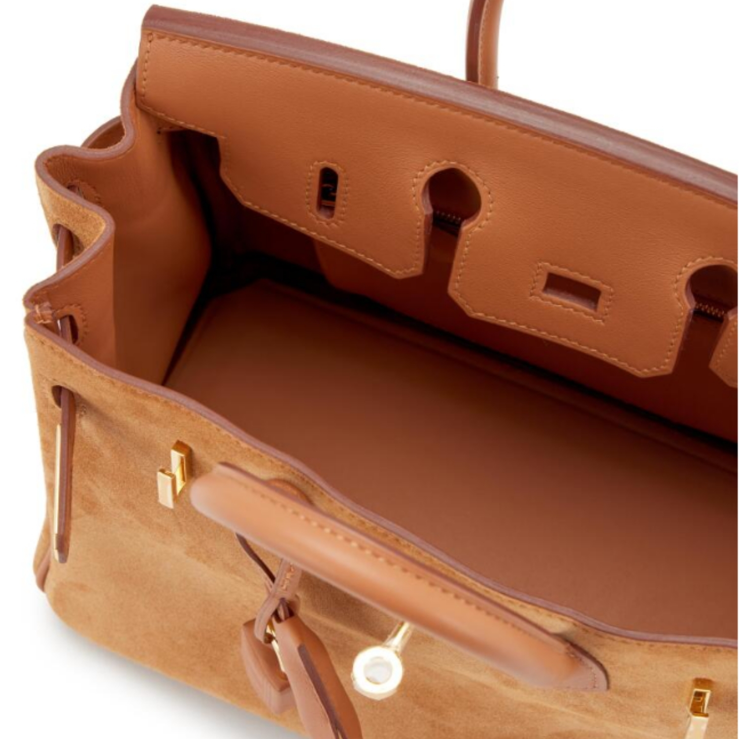 Hermes Birkin 25 Top Handle Bag 9.8in/ 25cm Brown Suede Gold Hardware For Women