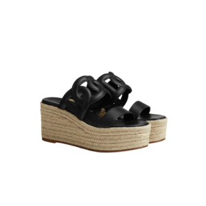 Hermes Ithea 30 Espadrille Sandals Noir For Women H241230Z 03360