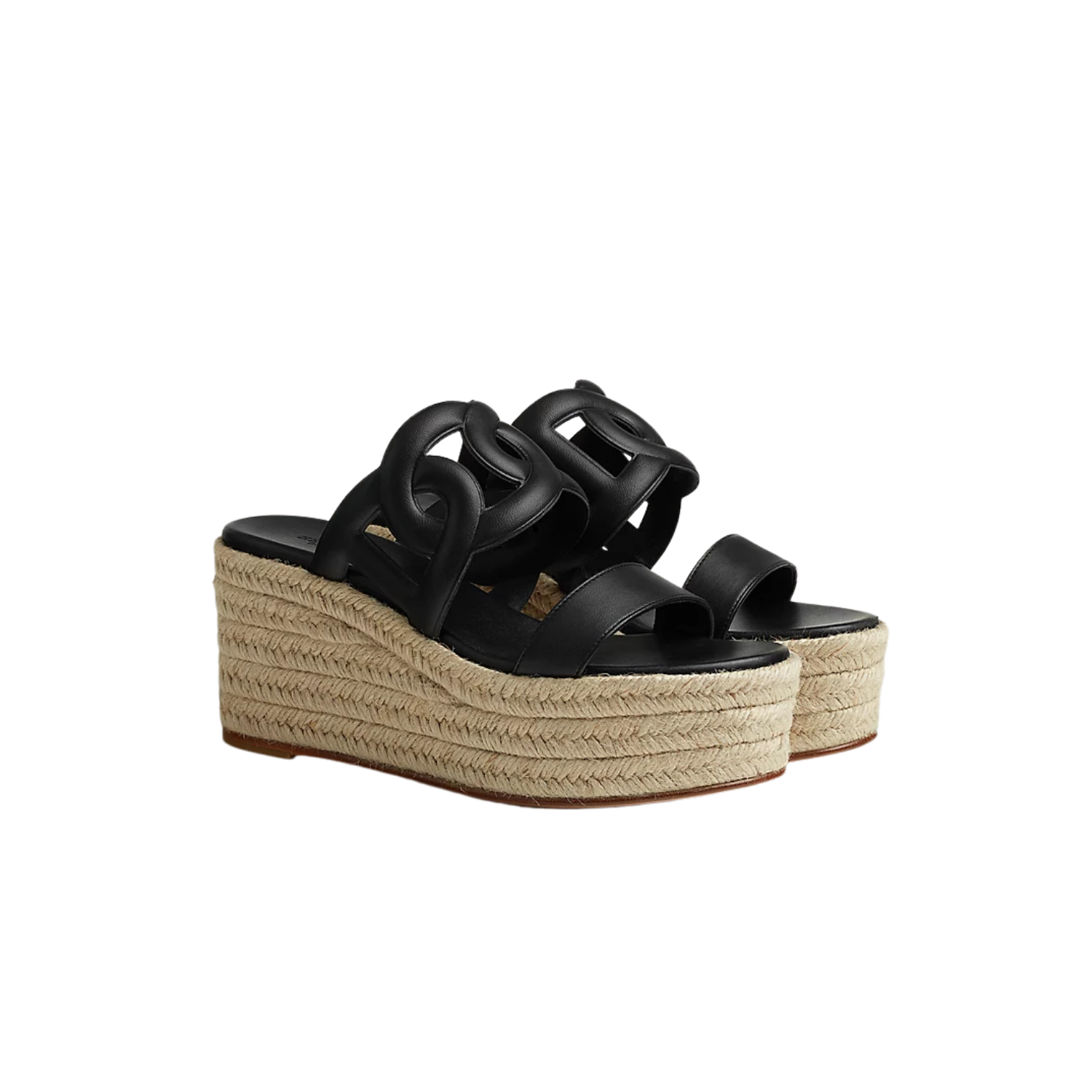 Hermes Ithea 30 Espadrille Sandals Noir For Women H241230Z 03360