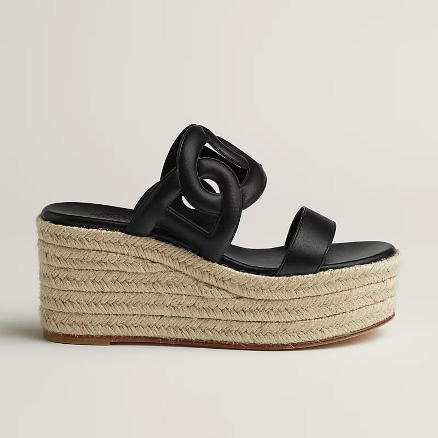Hermes Ithea 30 Espadrille Sandals Noir For Women H241230Z 03360