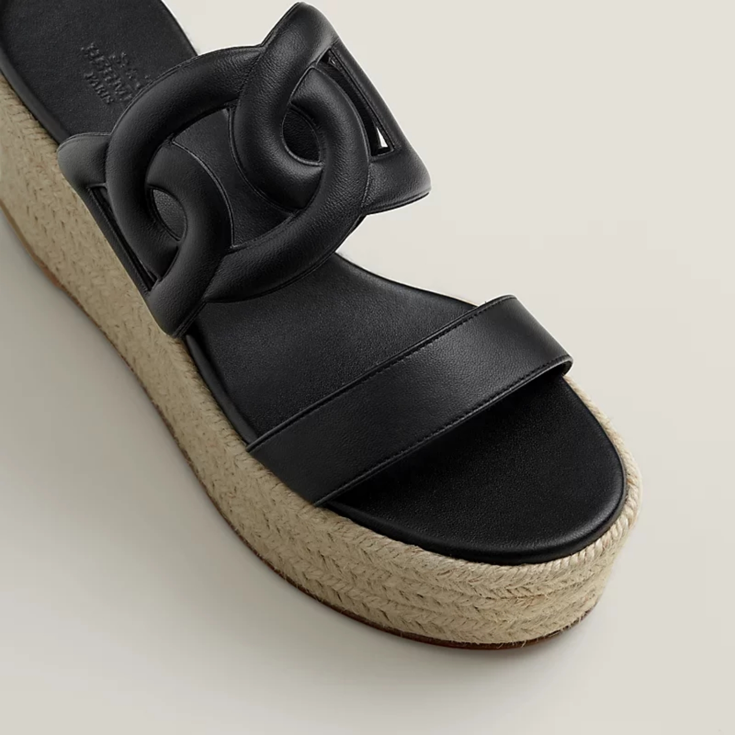 Hermes Ithea 30 Espadrille Sandals Noir For Women H241230Z 03360