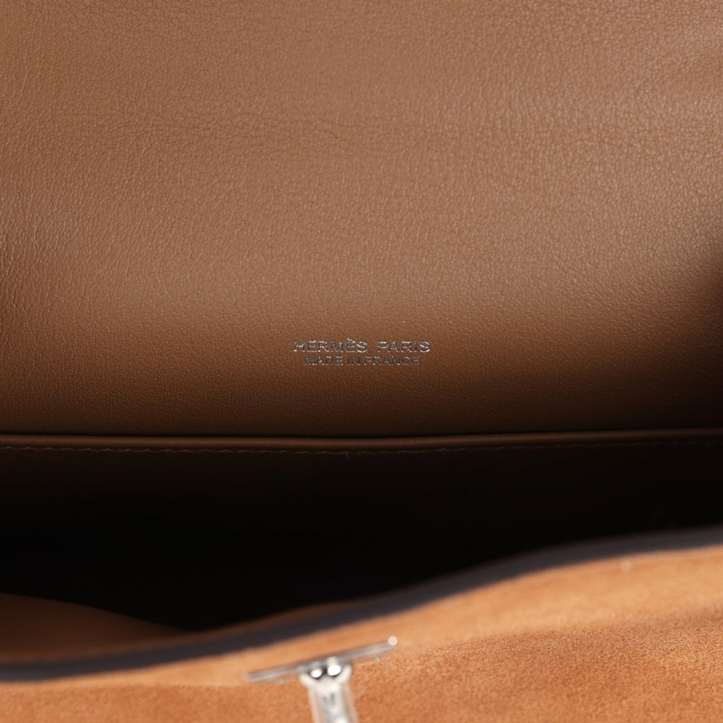 Hermes Kelly Teddy Top Handle Bag 8.6in/ 22cm Brown Suede Silver Hardware For Women