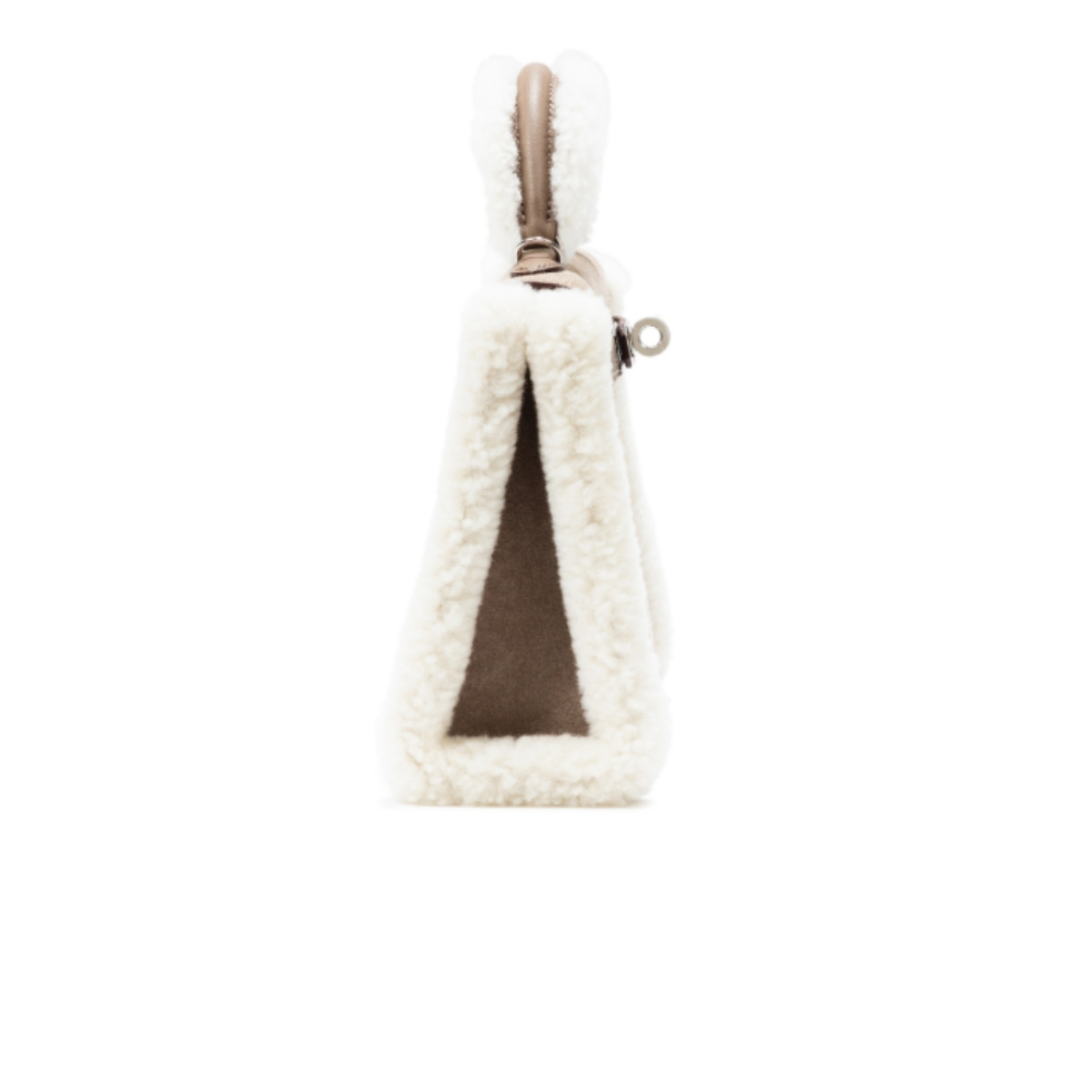 Hermes Kelly Teddy Top Handle Bag 8.6in/ 22cm Etoupe Suede Silver Hardware For Women