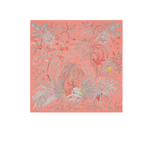Hermes Le Jardin Des Peintres Double Face Scarf 90 Rose Saumon For Women H903908S 01