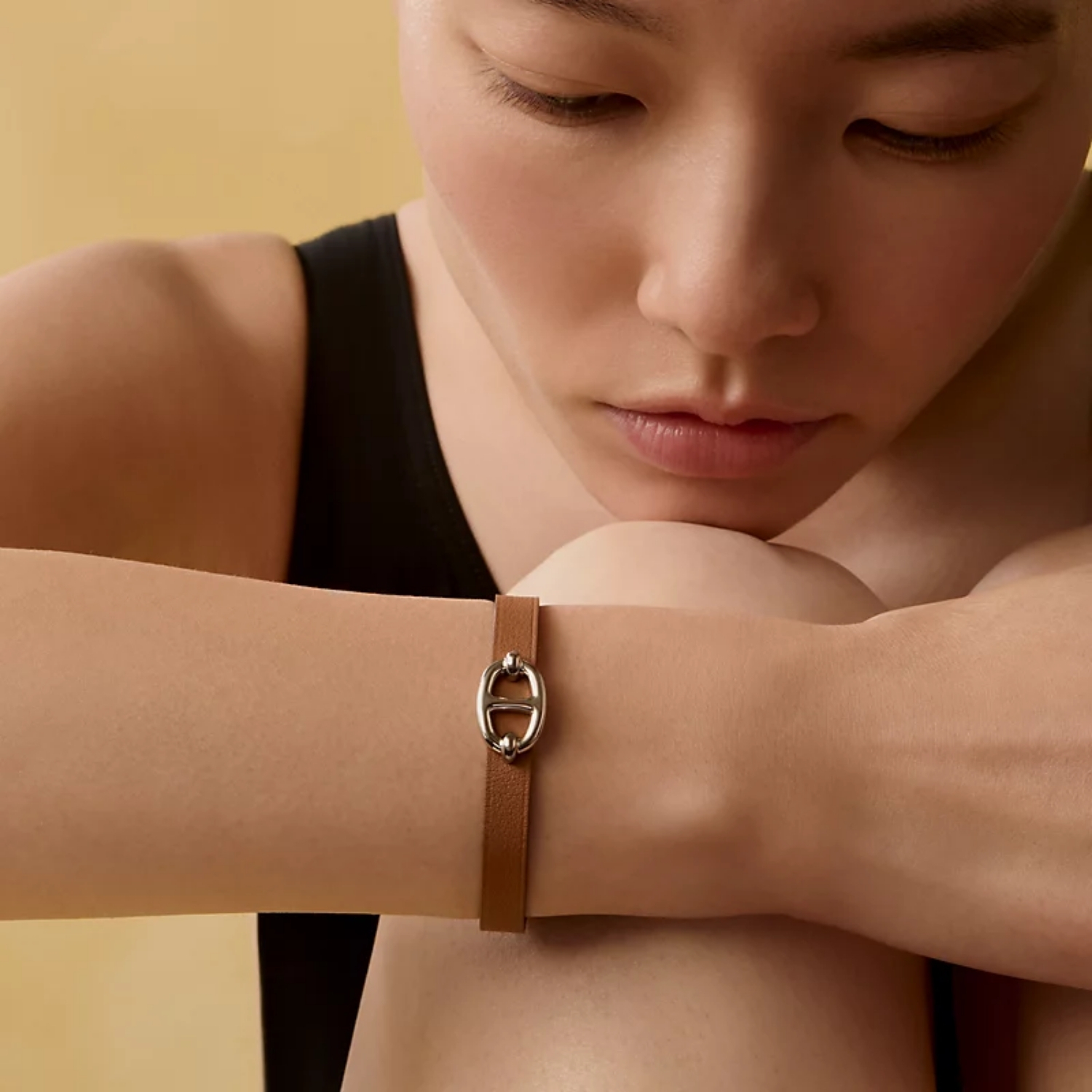 Hermes Mini Thalassa Bracelet Brown Silver Hardware For Women H500522FK37T1