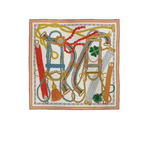 Hermes Tout En Tresse Scarf 70 Blanc/ Rouge/ Vert For Women H984253S 02