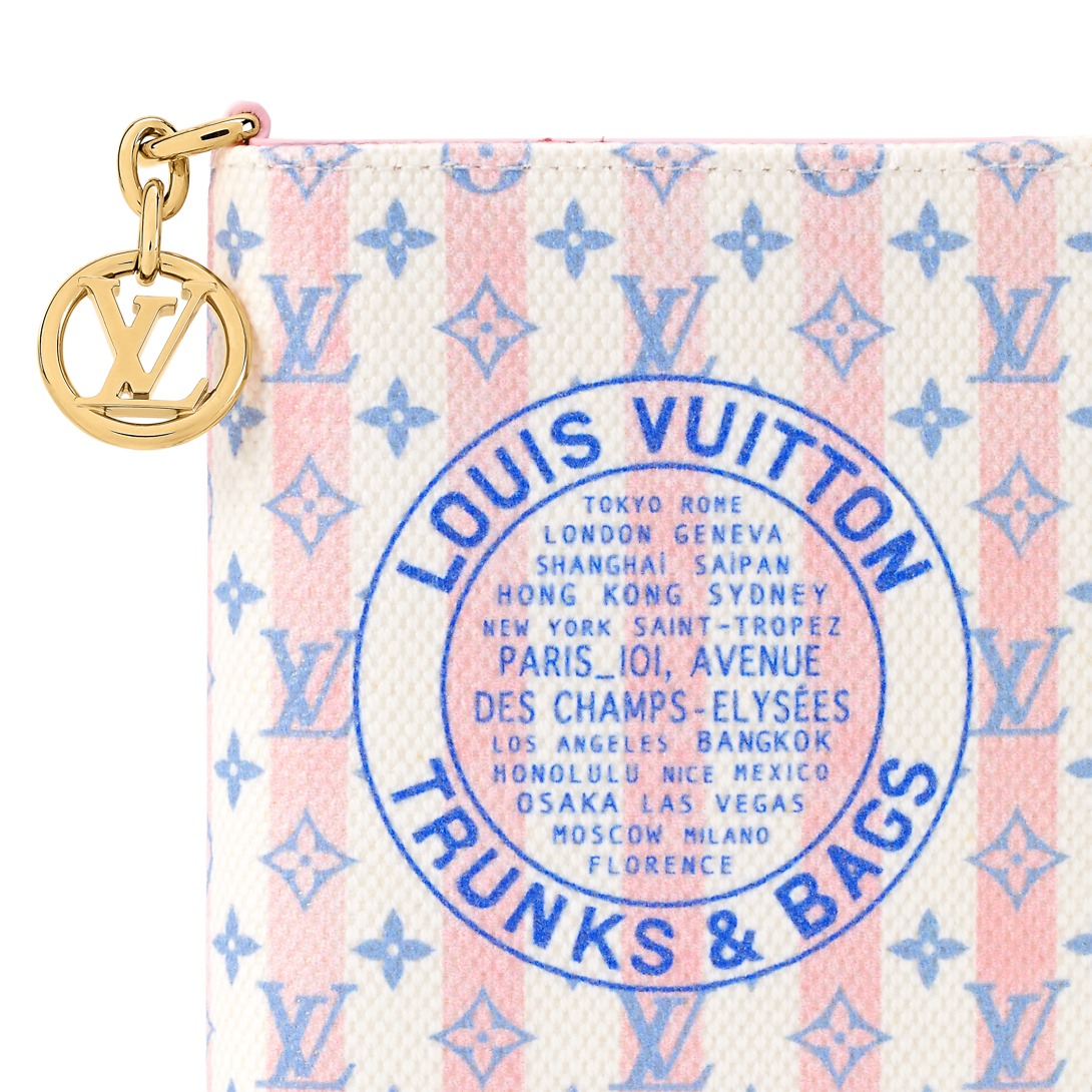 Louis Vuitton Charms Pocket Wallet 3.9in/ 9.9cm Stamp Blue Gold Hardware For Women M29058