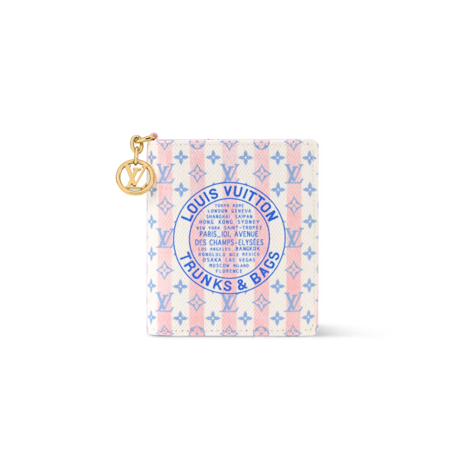 Louis Vuitton Charms Pocket Wallet 3.9in/ 9.9cm Stamp Blue Gold Hardware For Women M29058