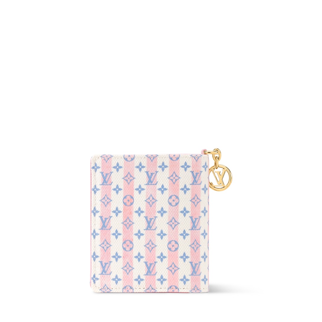 Louis Vuitton Charms Pocket Wallet 3.9in/ 9.9cm Stamp Blue Gold Hardware For Women M29058