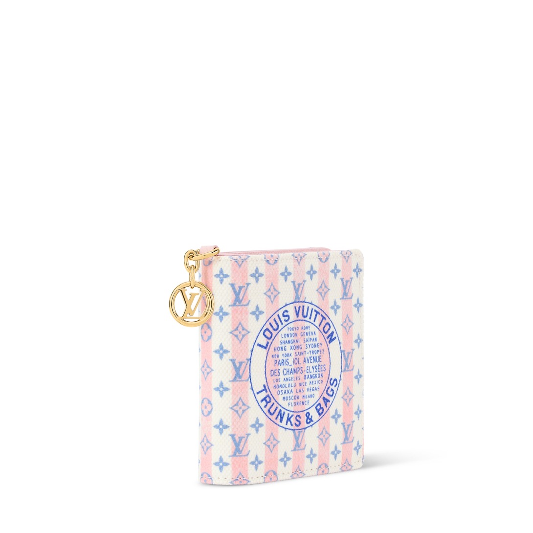 Louis Vuitton Charms Pocket Wallet 3.9in/ 9.9cm Stamp Blue Gold Hardware For Women M29058