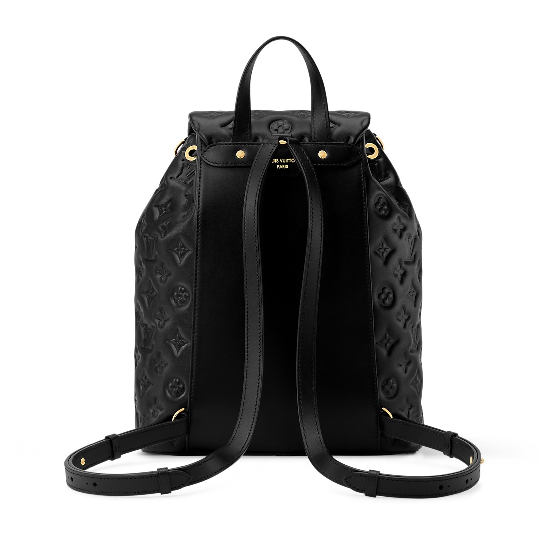 Louis Vuitton Coussin Backpack MM Shoulder Bag 13in/ 33cm Black Gold Hardware For Women M25508