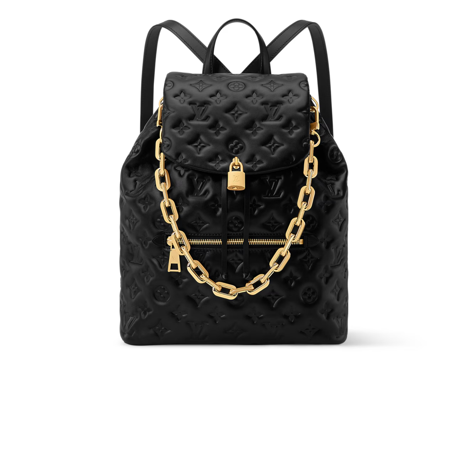 Louis Vuitton Coussin Backpack MM Shoulder Bag 13in/ 33cm Black Gold Hardware For Women M25508