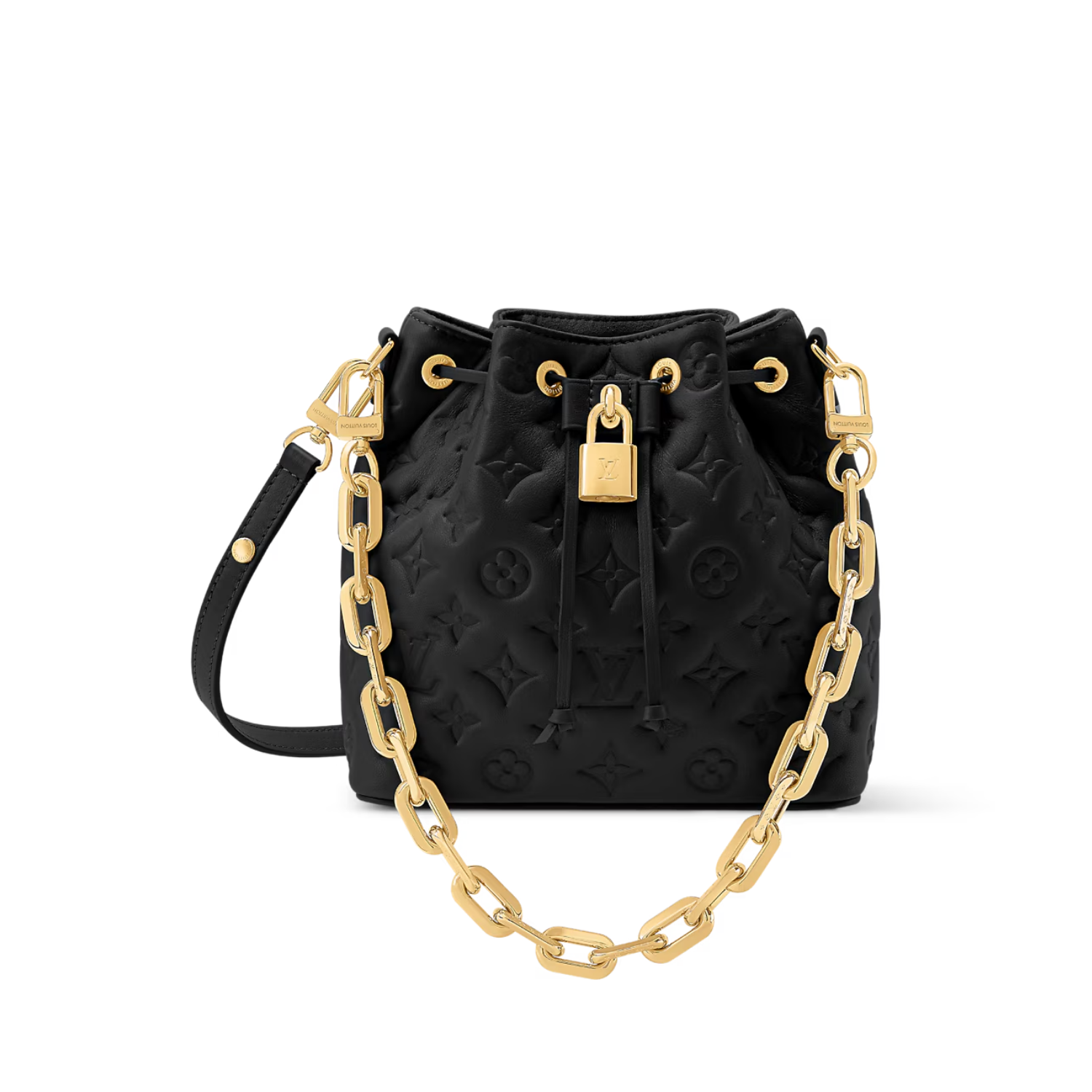 Louis Vuitton Coussin Bucket Shoulder Bag 7.9in/ 20cm Black Gold Hardware For Women M26216