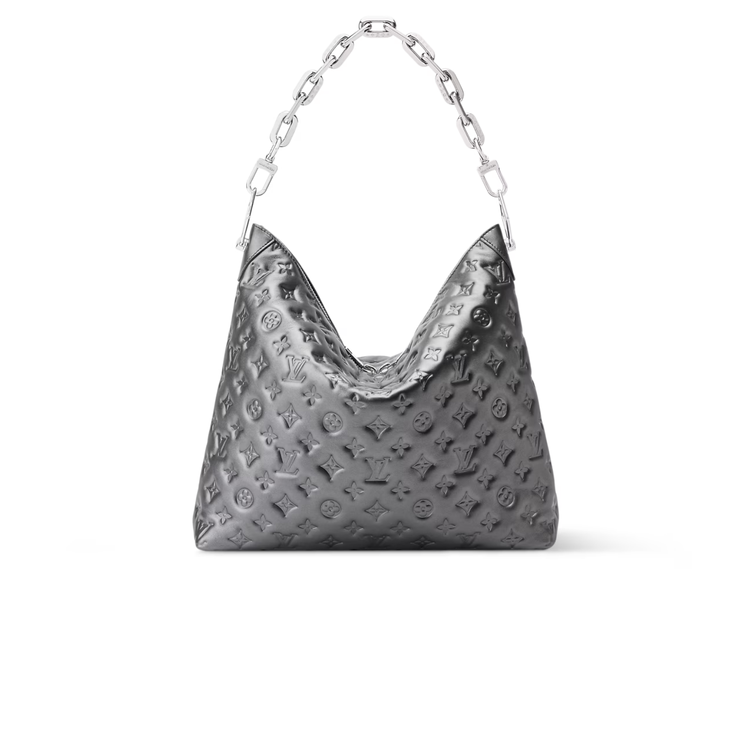 Louis Vuitton Coussin Hobo MM Shoulder Bag 15in/ 38cm Gunmetal Gray Silver Hardware For Women M26231