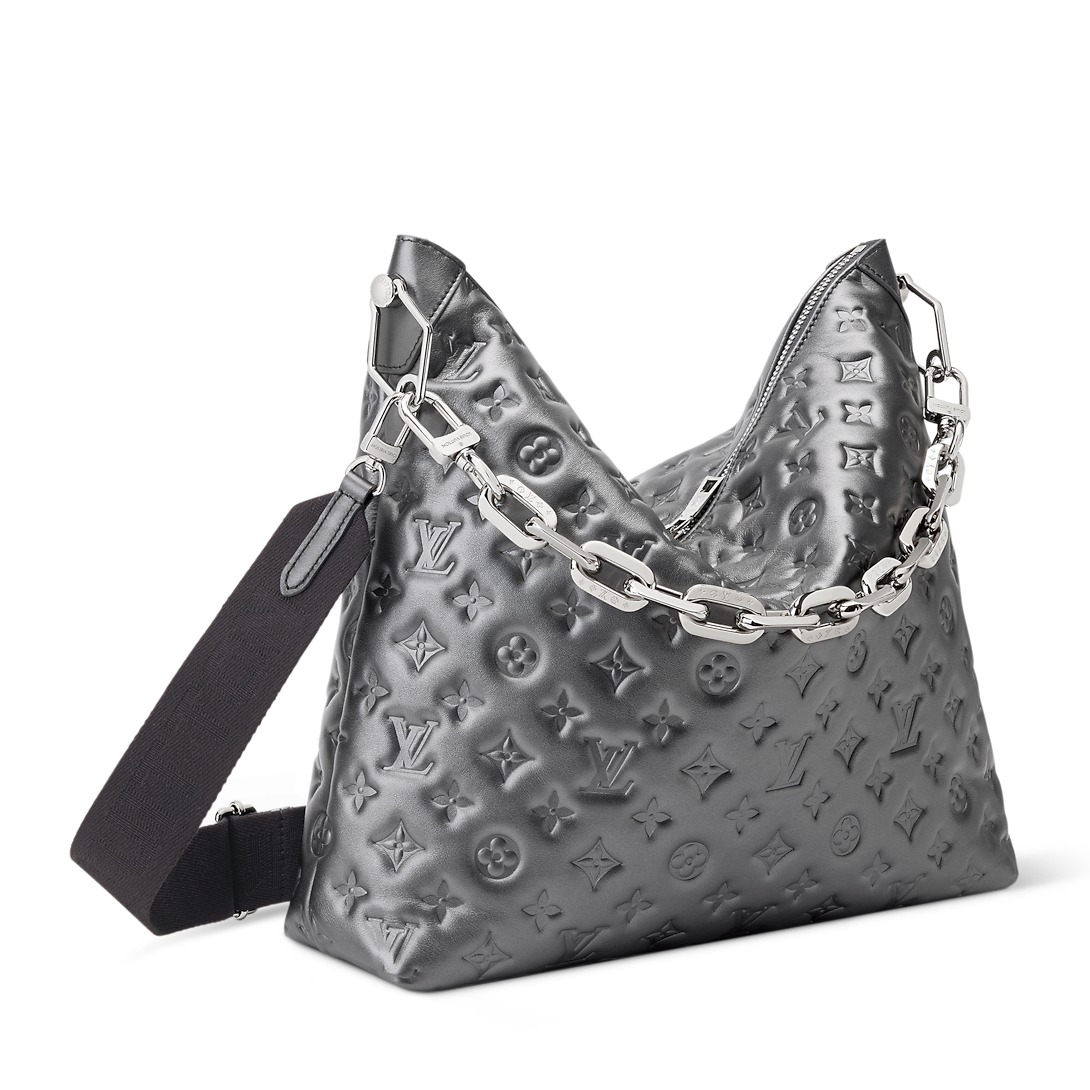 Louis Vuitton Coussin Hobo MM Shoulder Bag 15in/ 38cm Gunmetal Gray Silver Hardware For Women M26231
