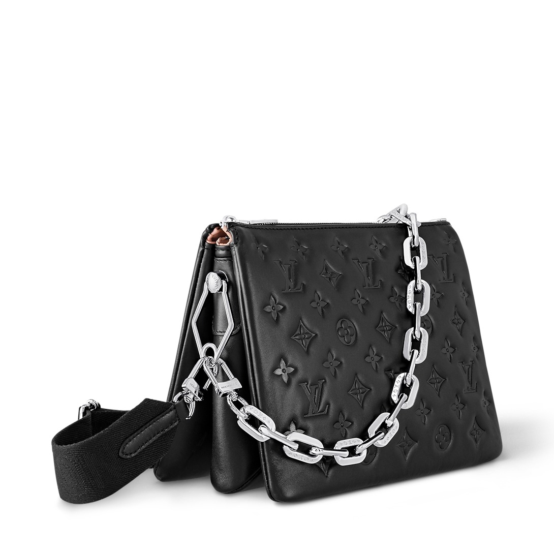 Louis Vuitton Coussin PM Shoulder Bag 10.2in/ 26cm Black Gold Hardware For Women M23056