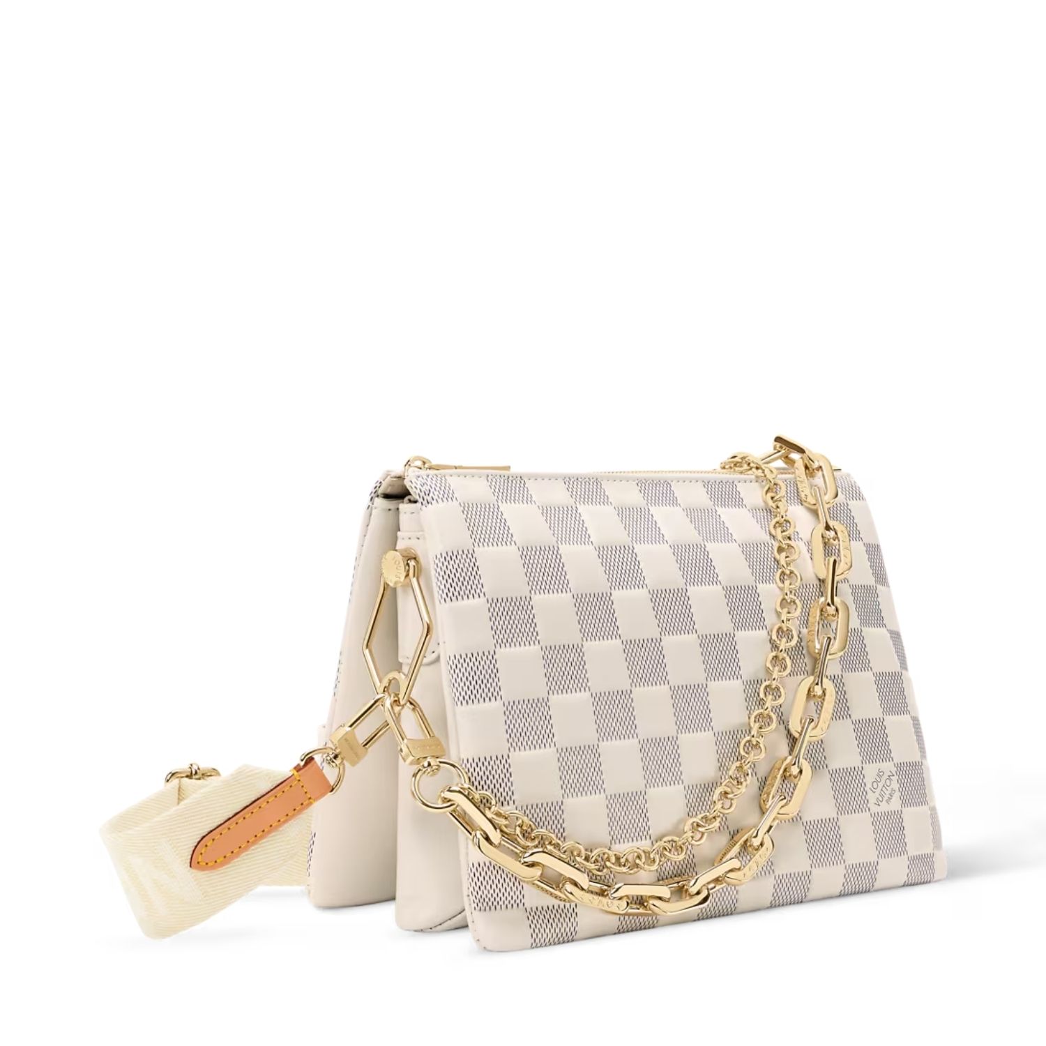 Louis Vuitton Coussin PM Shoulder Bag 10.2in/ 25.9cm Damier Azur Gold Hardware For Women N40904