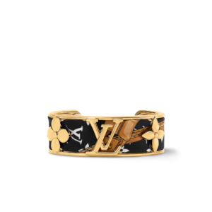 Louis Vuitton Initiales Silk Bracelet Black Gold Metal For Women M1958M