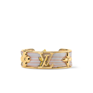Louis Vuitton Initiales Silk Bracelet Pink Gold Metal For Women MA004M