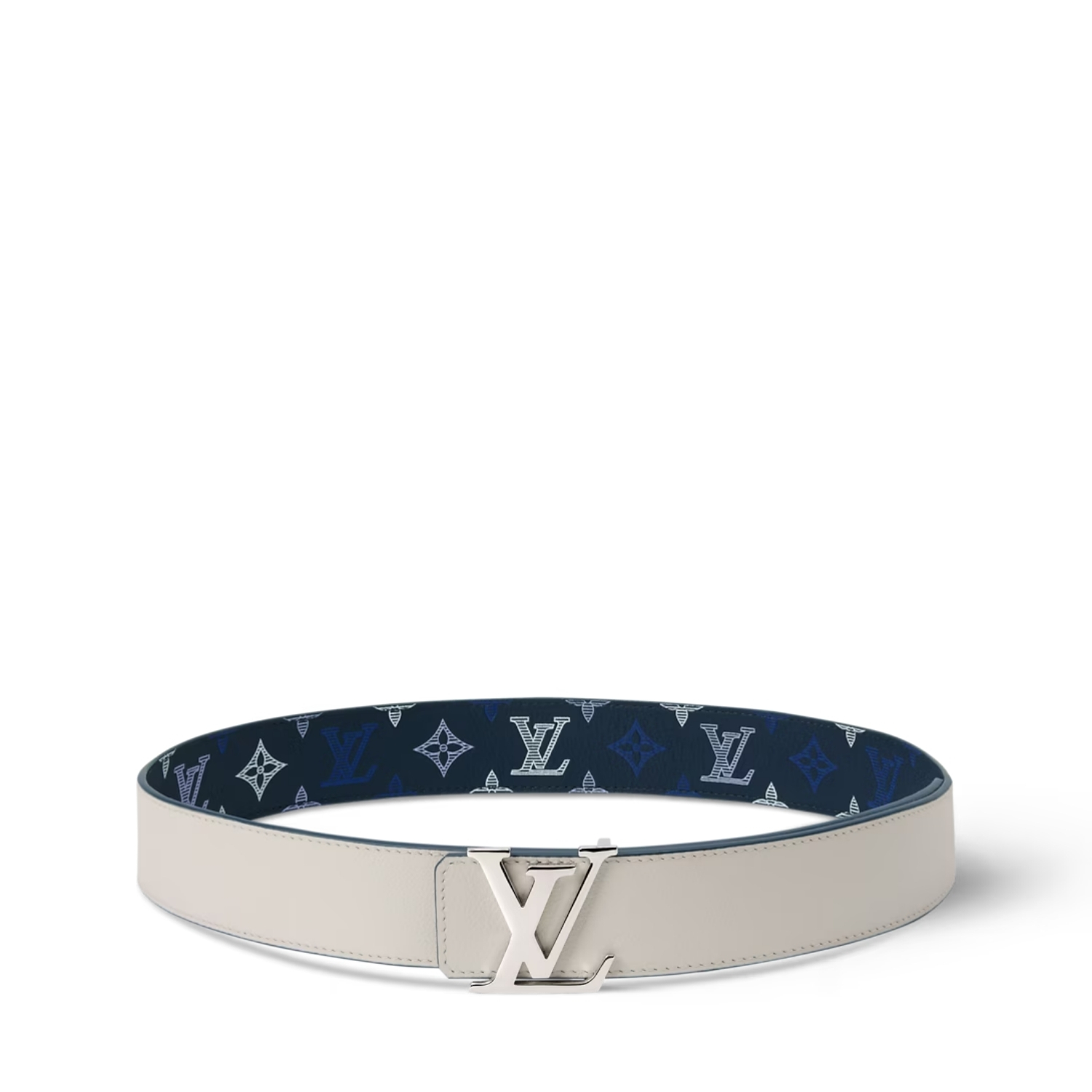 Louis Vuitton Initiales Monogram Shadow 40mm Reversible Belt Midnight Blue/ White For Men M4917S