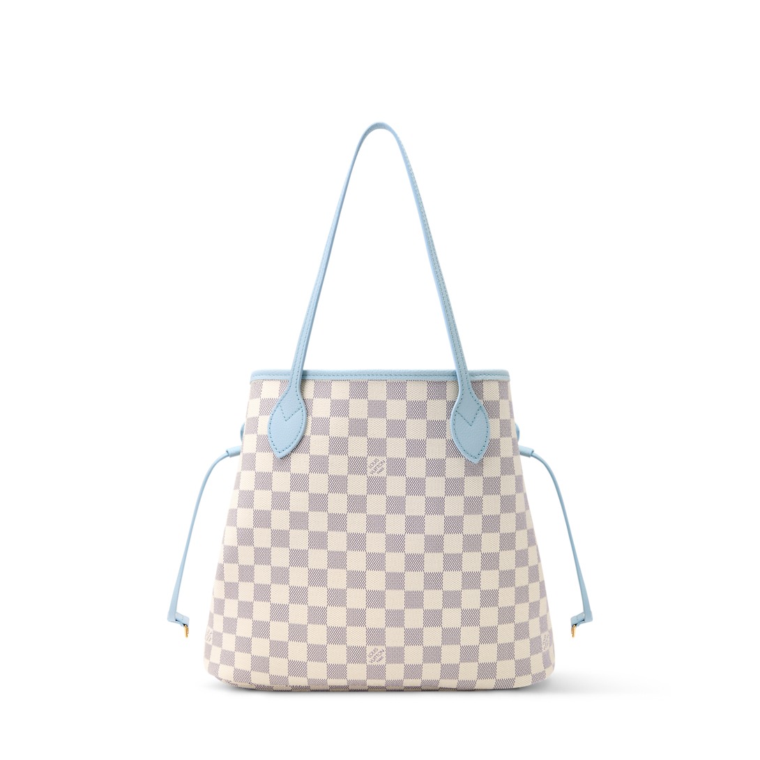 Louis Vuitton Neverfull Inside Out MM Tote Bag 18.5in/ 47cm Damier Azur Gold Hardware For Women N40946