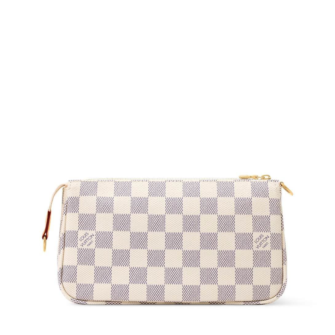 Louis Vuitton Pochette Accessoires Shoulder Bag 9.3in/ 23.5cm Damier Azur Gold Hardware For Women N40915