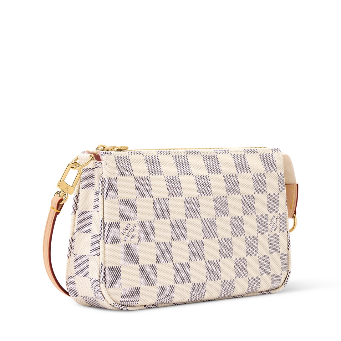 Louis Vuitton Pochette Accessoires Shoulder Bag 9.3in/ 23.5cm Damier Azur Gold Hardware For Women N40915