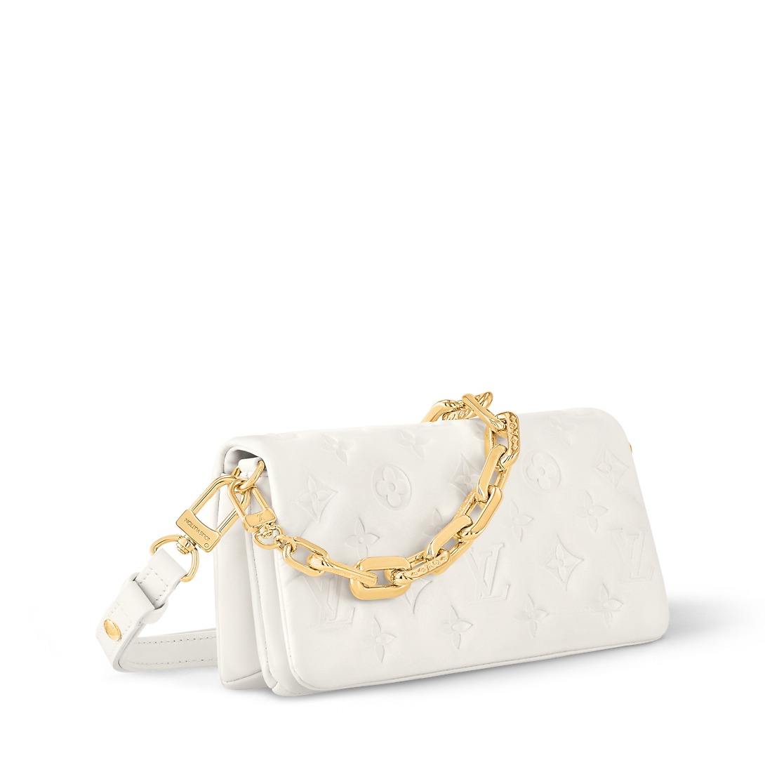 Louis Vuitton Pochette Coussin Crossbody Bag 8.5in/ 21cm Cream Gold Hardware For Women M11331