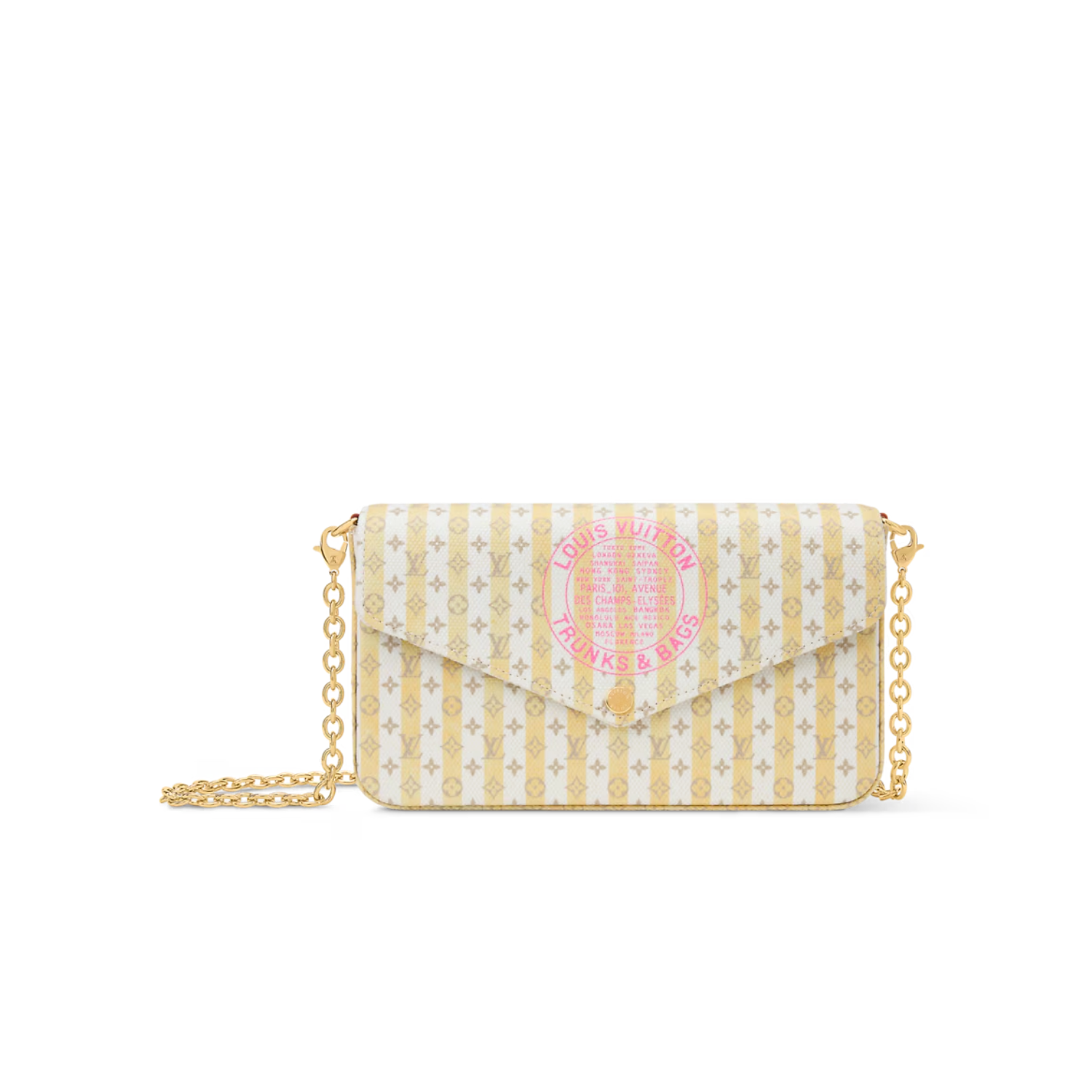 Louis Vuitton Pochette Felicie Shoulder Bag 8.3in/ 21cm Stamp Banana Gold Hardware For Women M29471