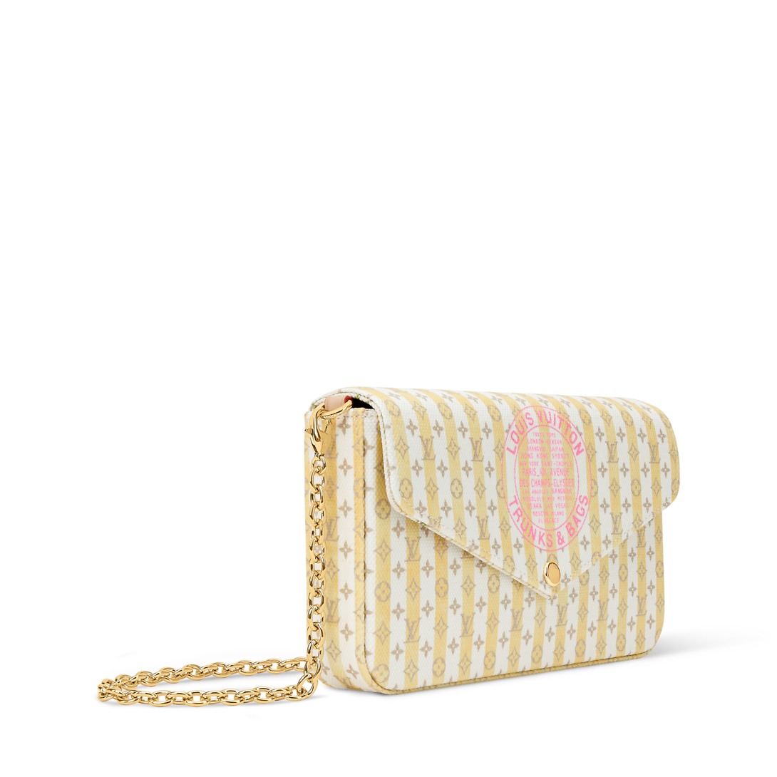 Louis Vuitton Pochette Felicie Shoulder Bag 8.3in/ 21cm Stamp Banana Gold Hardware For Women M29471