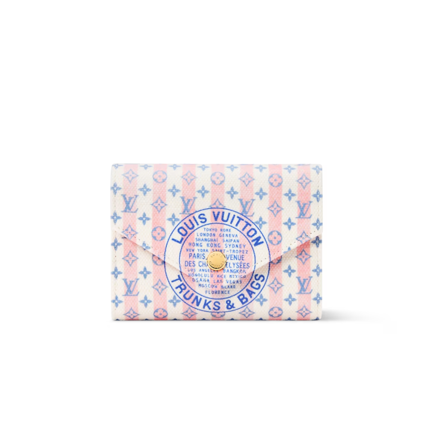 Louis Vuitton Victorine Wallet 4.7in/ 12cm Stamp Blue Gold Hardware For Women M29461