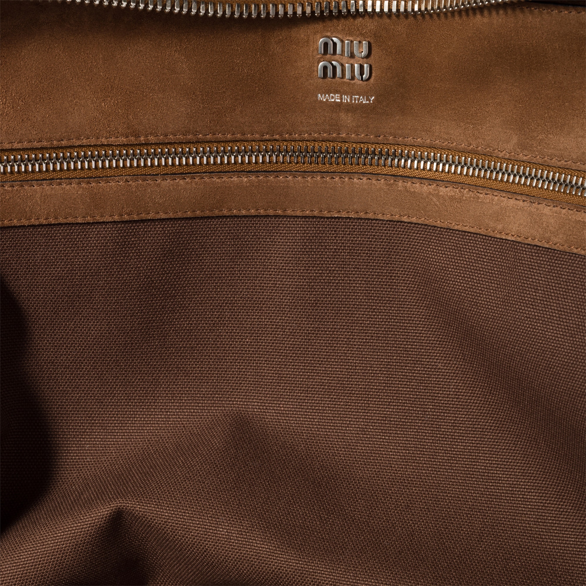 Miu Miu Bowling Top Handle Bag 19.6in/ 50cm Cocoa Brown Suede Silver Hardware 5BB195_2CSS_F0324_V_OOO